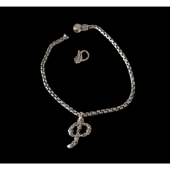 AS IS John Hardy Jai Sterling Silver Initial “P” Charm Box Chain Bracelet Damage - Picture 1 of 7